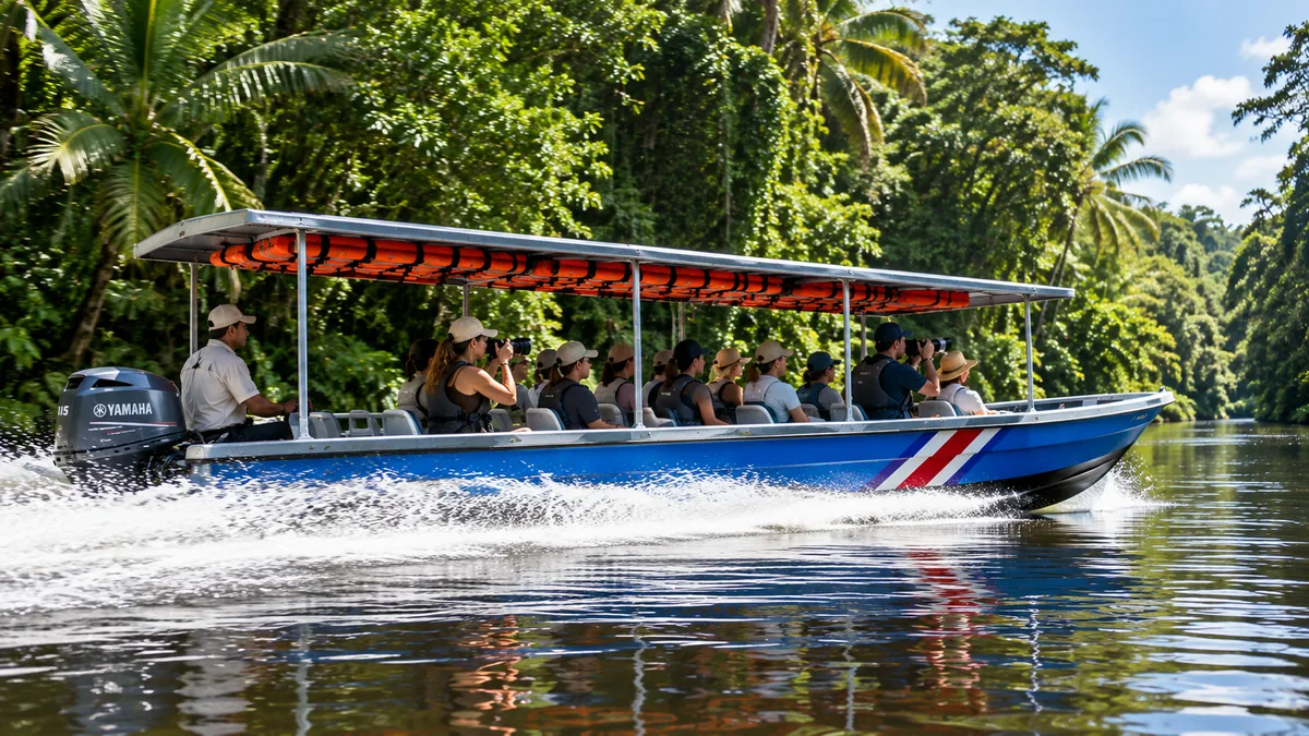 Hola boat transfer on the Tortuguero canals in Costa Rica